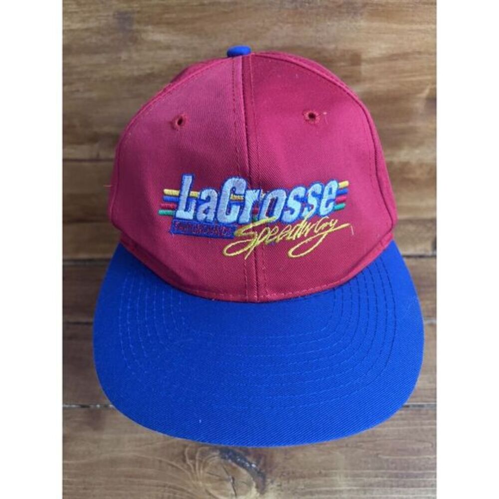 Otto Cap LaCrosse Speedway NASCAR Hat Mens OSFA Red Blue Vintage Snapback Racing